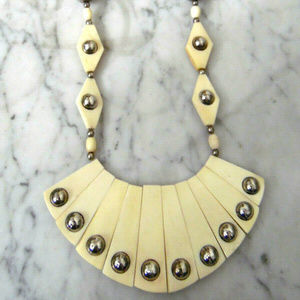 Vintage 80's Necklace Large Alloy Chunky With Faux